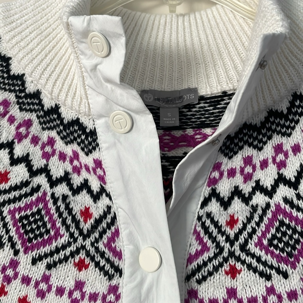 NWT Talbots Women's White and Pink Patterned Sweater, size small - Picture 3 of 5